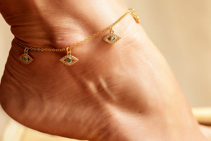 Gold Salisiah Evil Eye Anklet