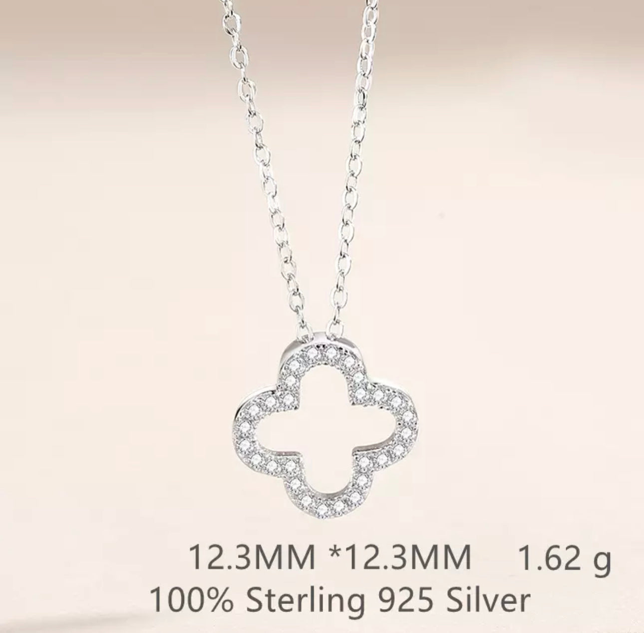 Silver Clover Pave Floating Necklace (925)