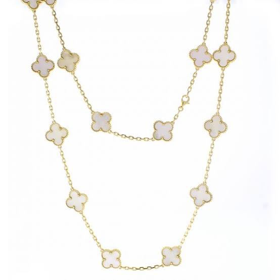 Gold & Pearl Clover Necklace (Mix Metal)