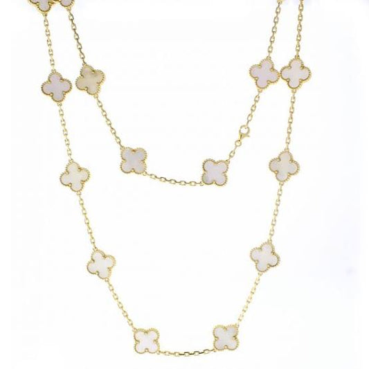 Gold & Pearl Clover Necklace (Mix Metal)