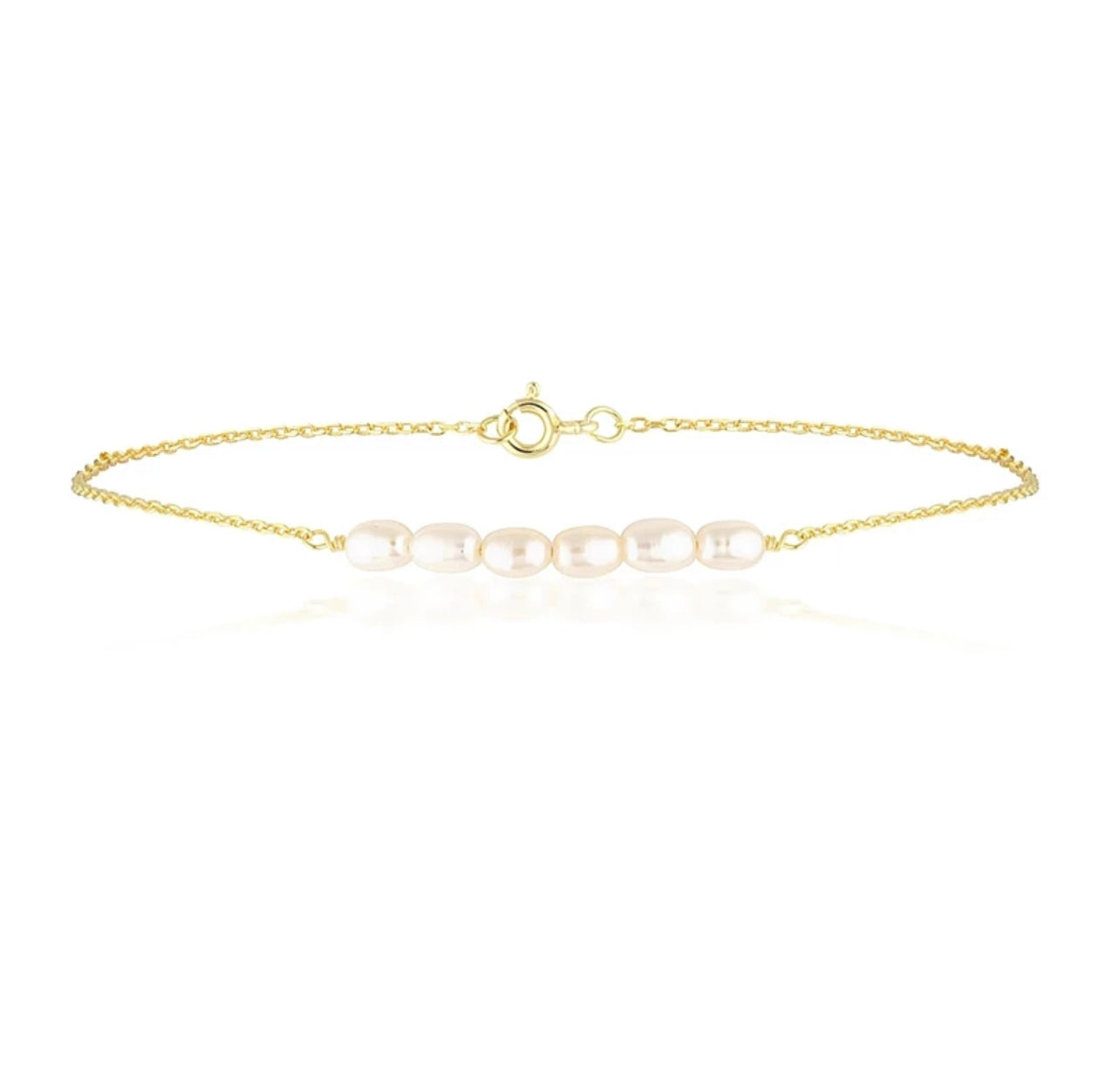 Gold Pearl Bar Anklet