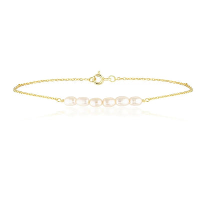Gold Pearl Bar Anklet