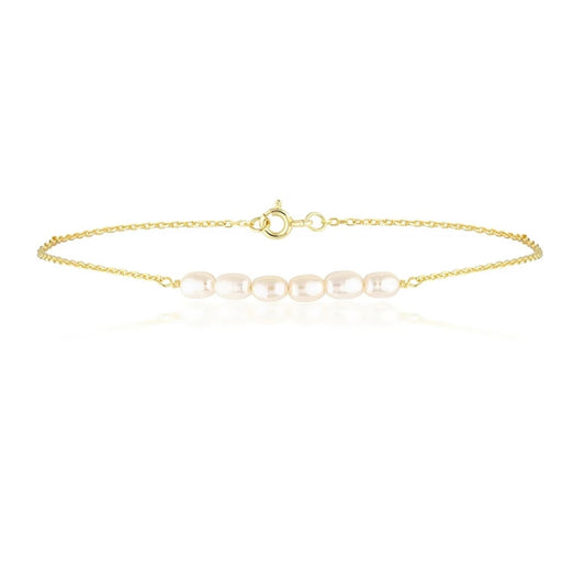 Gold Pearl Bar Anklet