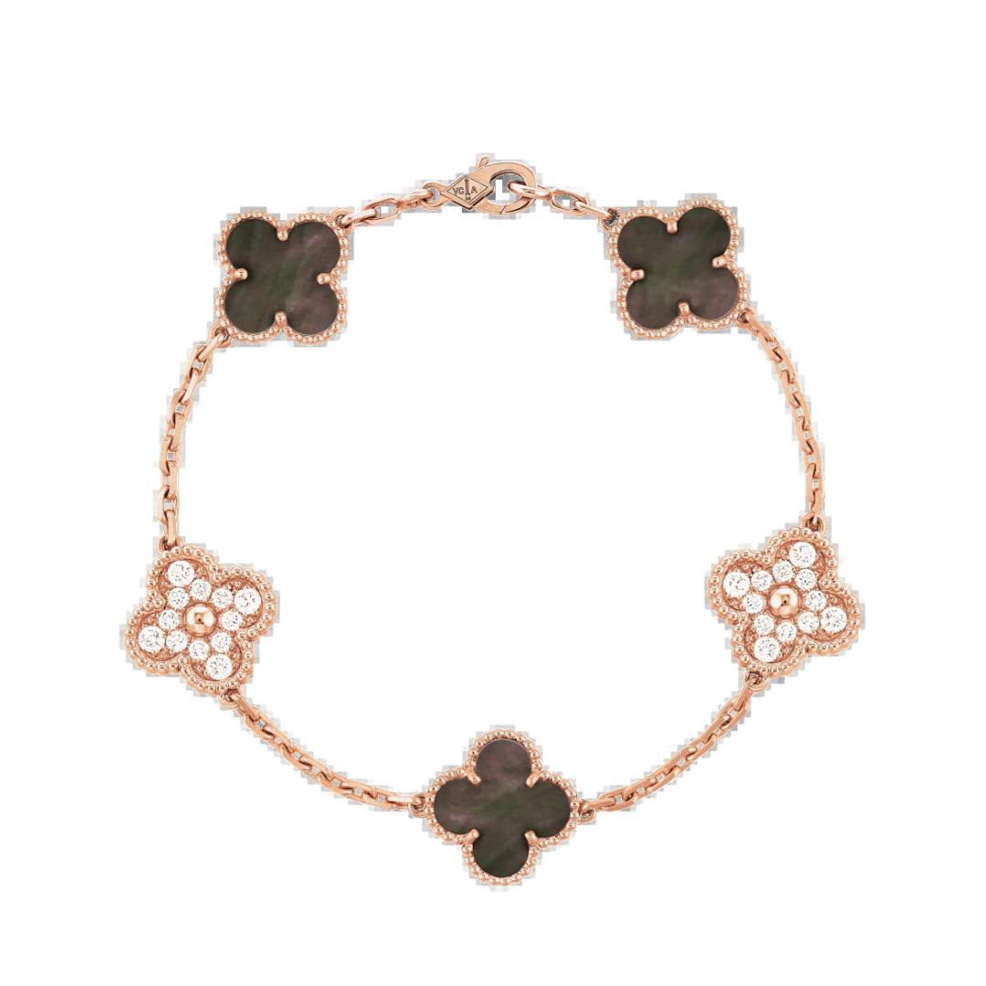 Ayesha Seedat Rose Gold & Grey Pear Vintage Pace Clover Set (925)