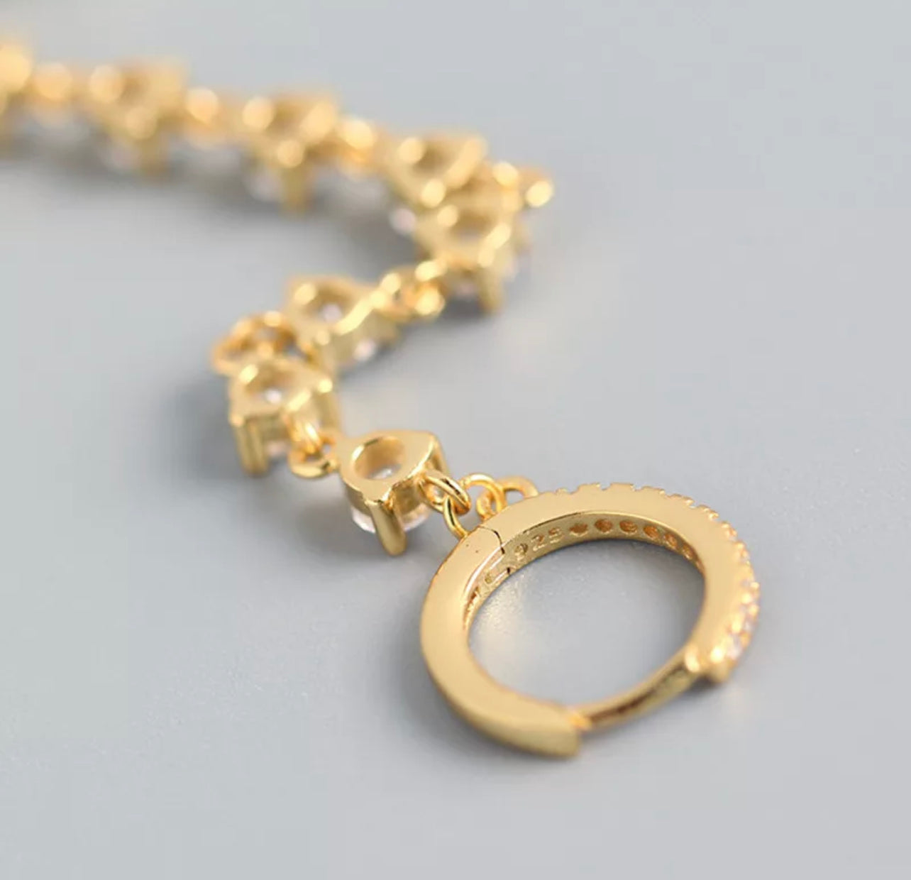 Gold Double Tennis Buckle Earring