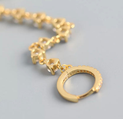 Gold Double Tennis Buckle Earring