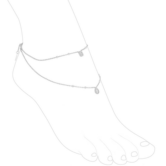 Silver Designer Double Anklet