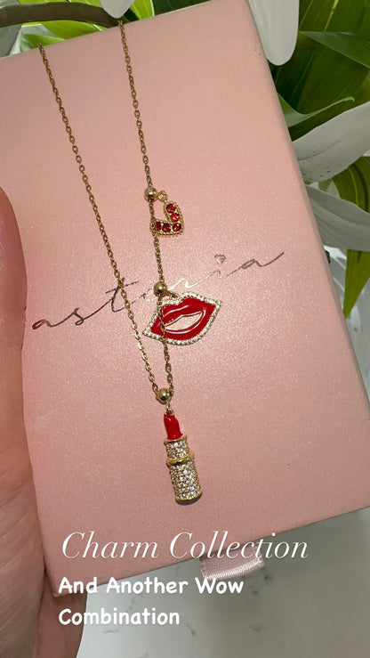 Elite Series Red Lip With NSCD Sparkle Liner Charm (925, Vermeil)