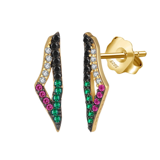The Dunes Pave Map Earring (925, Vermeil)