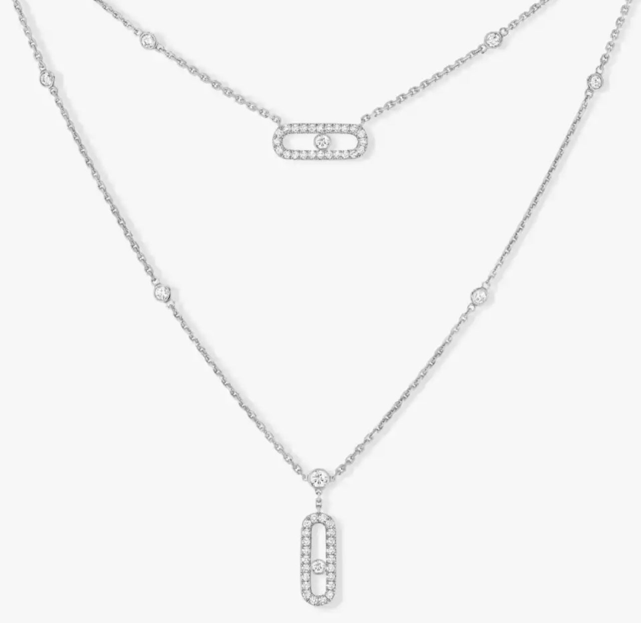 Silver Double Layer Movestone Necklace