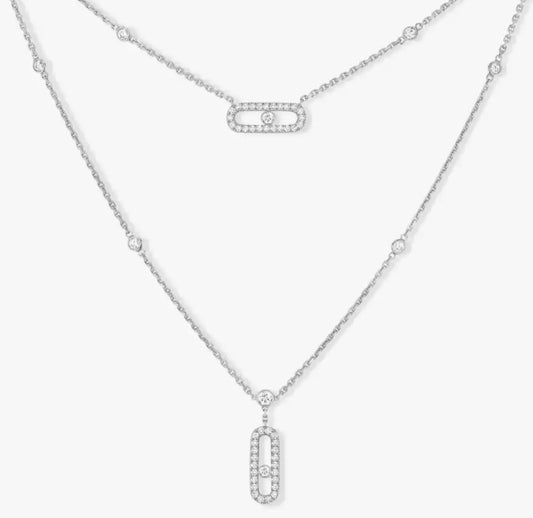 Silver Double Layer Movestone Necklace