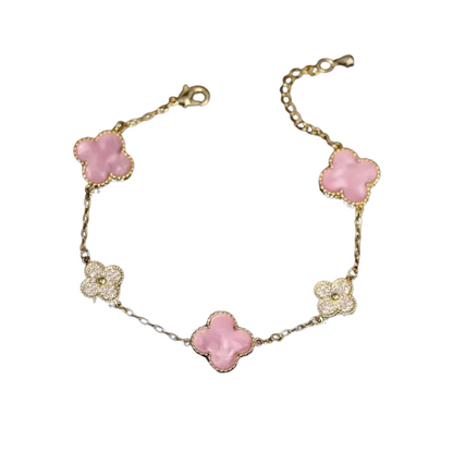 Gold Petal Blush Clover Bracelet