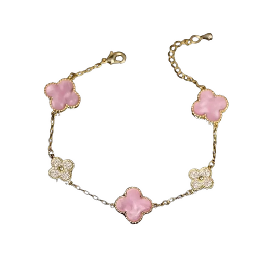 Gold Petal Blush Clover Bracelet
