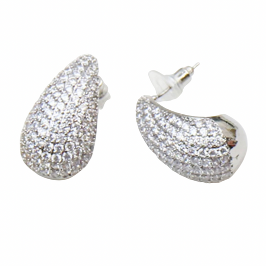 Silver BV Pave WaterDrop Earrings