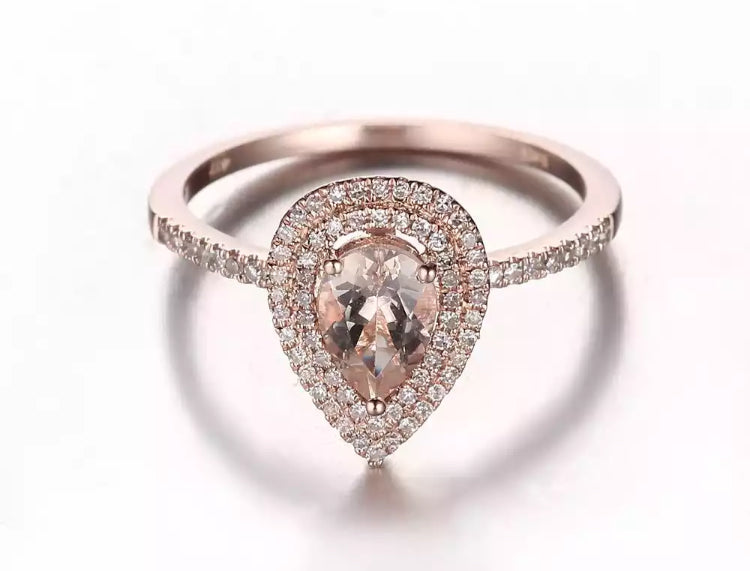 10k Astarah Morganite & Diamond Ring