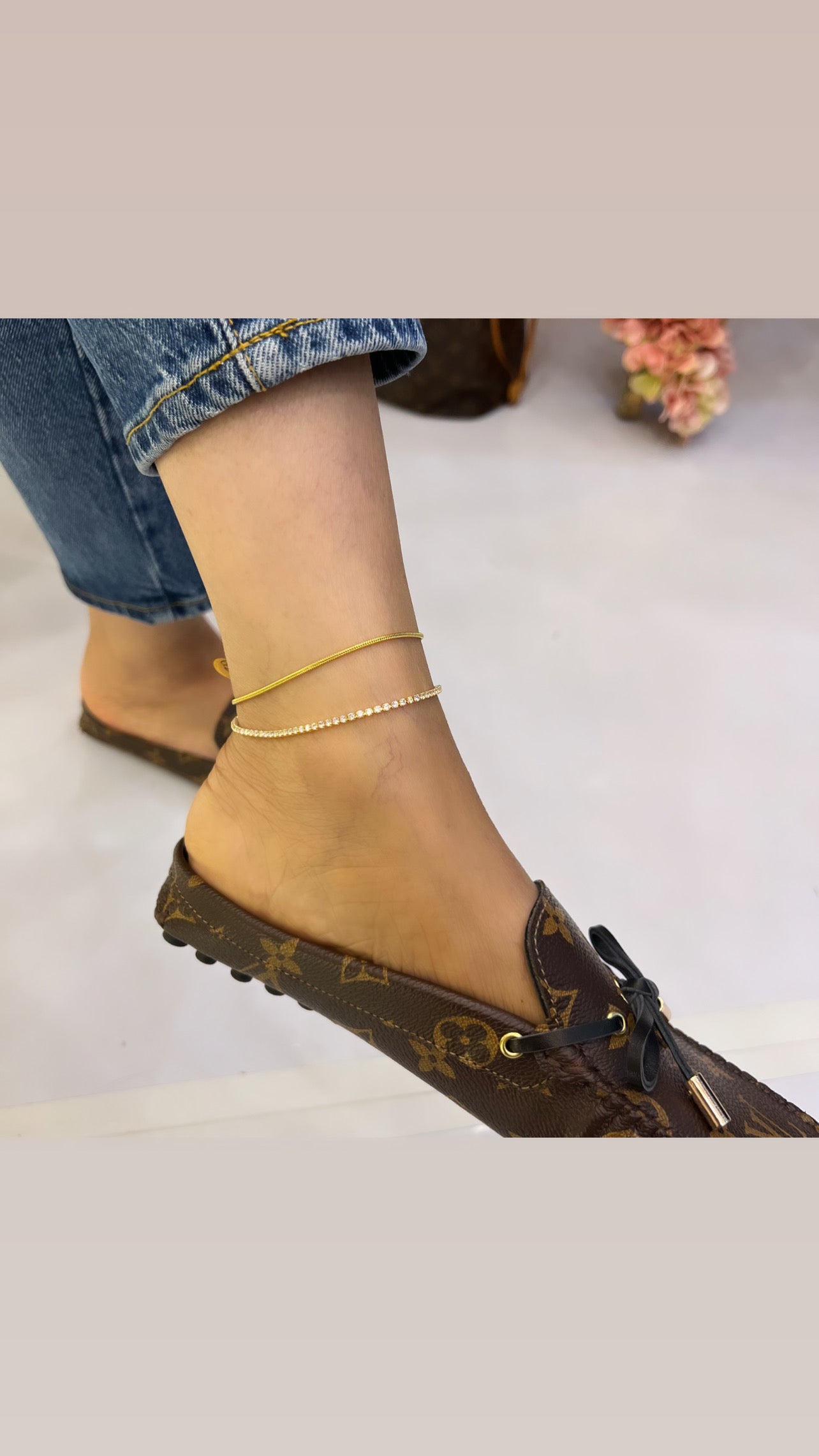Gold Celestial Tennis Anklet