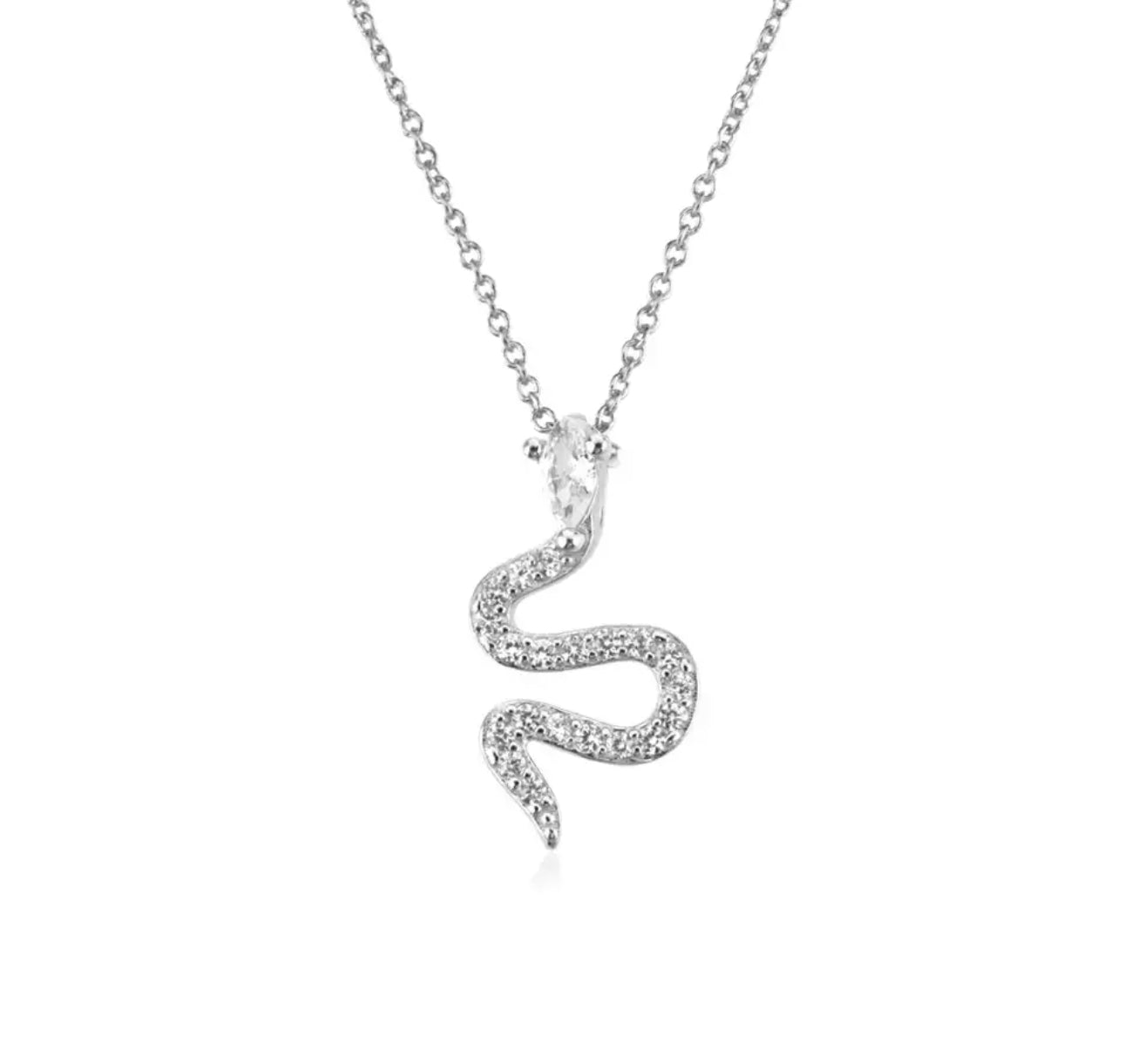 Silver Serpent Pave Necklace (925)