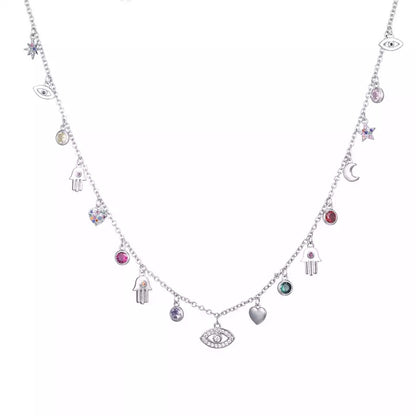 Silver Candy Sparkle Evil Eye Charm Necklace