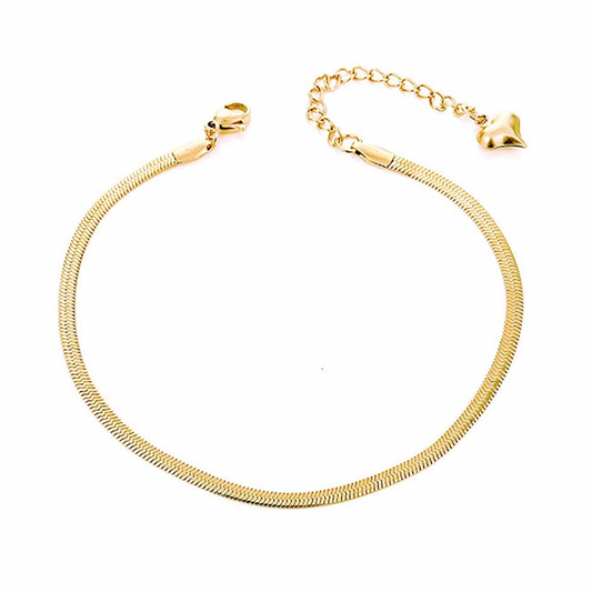 Gold Flat Snake Chain Anklet