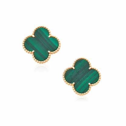 Gold & Green Clover Clip on Earring (925)
