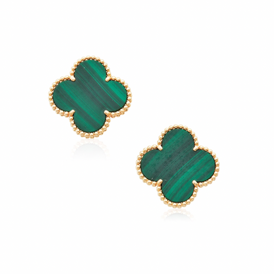 Gold & Green Clover Clip on Earring (925)