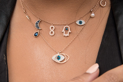 Moonlight Evil Eye Charm Dangle Necklace