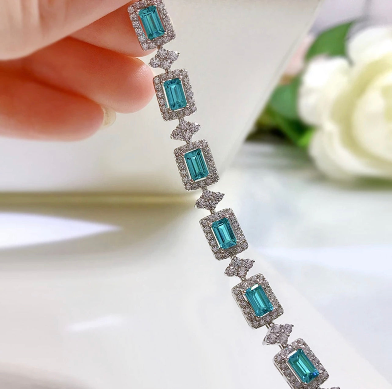 Paraiba Tourmaline Emerald Bracelet