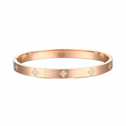 Rose Gold Clover Sparkle Bangle