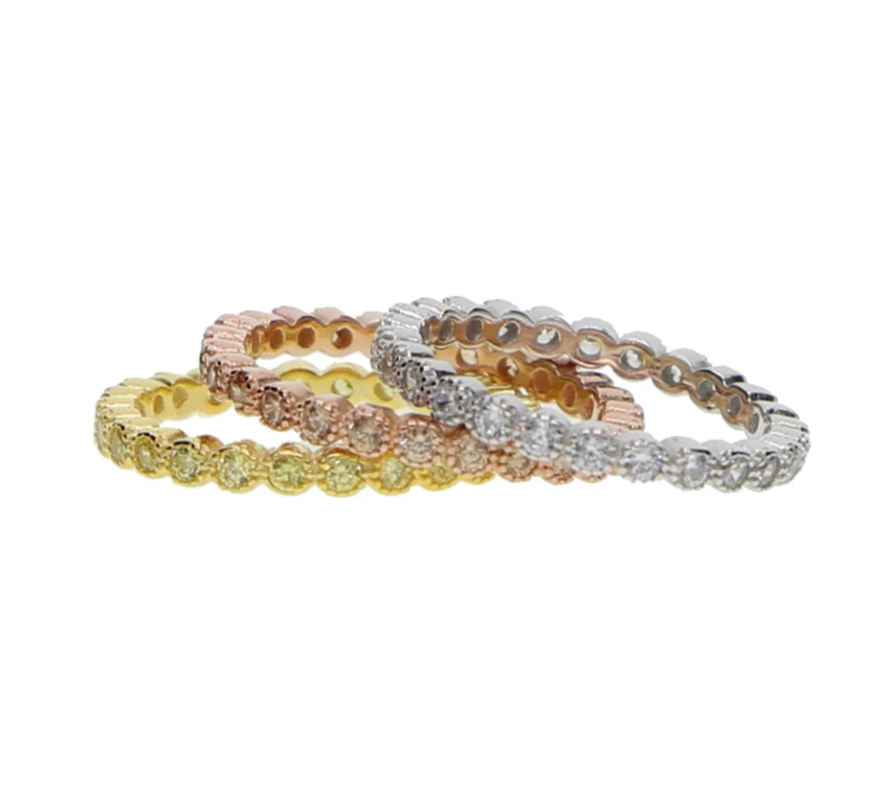 Gold/Silver/Rose Triple Vintage Ring Stack