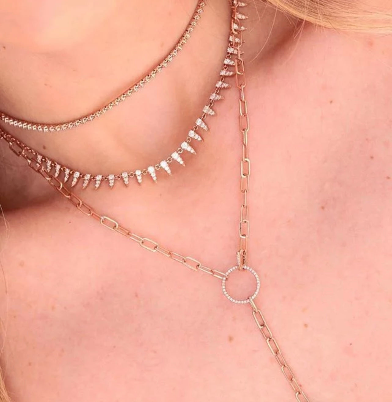 Gold Vintage Pave Point Necklace