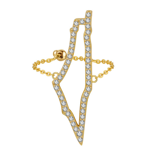 Gold Pave NSCD Palestine Ring (925, Adjustable)