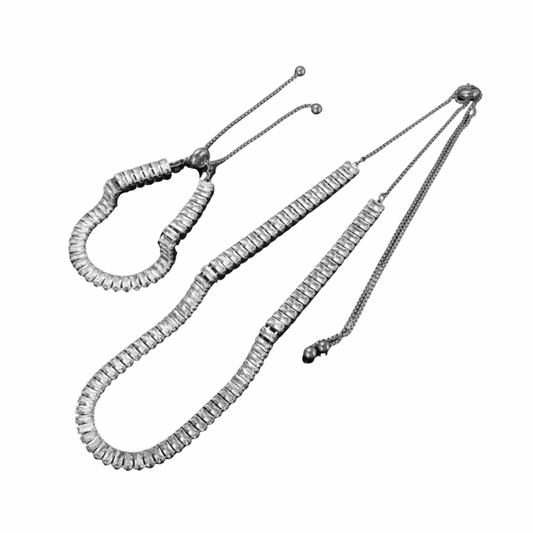 Silver Baguette Tennis Set