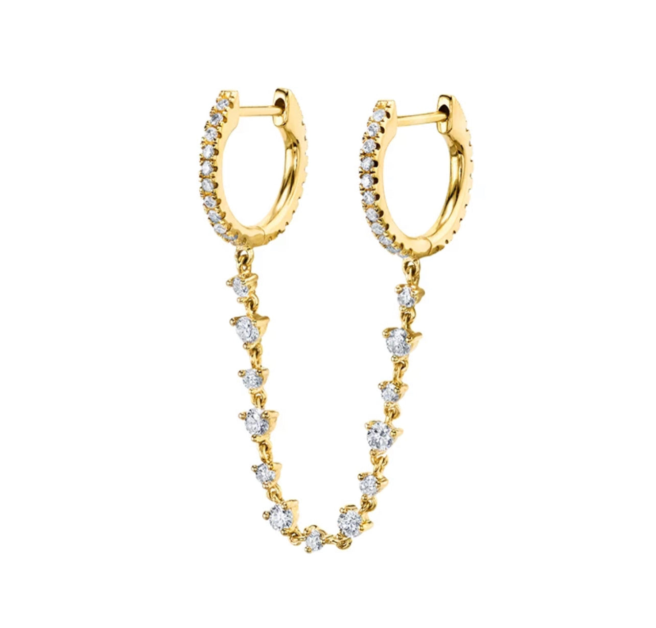 Gold Double Tennis Buckle Earring