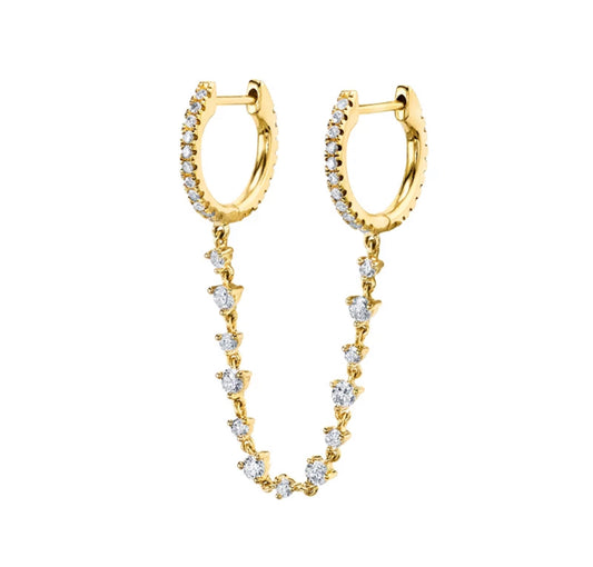Gold Double Tennis Buckle Earring