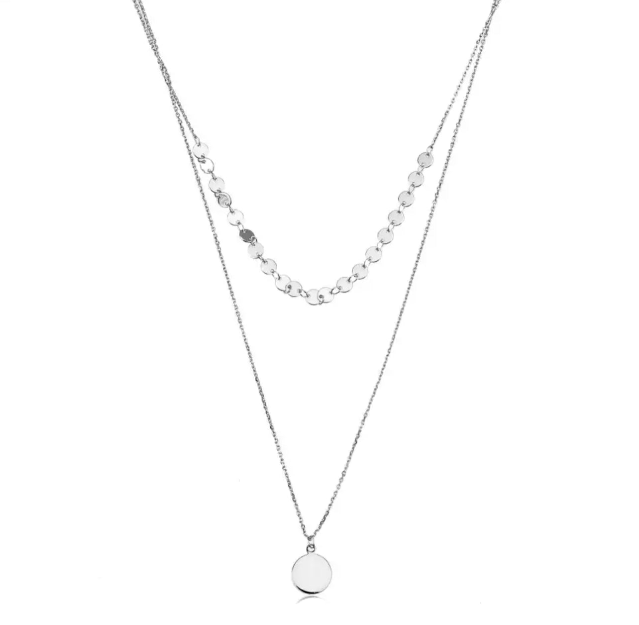 Silver Sequins Double Layer 18k Fill Necklace