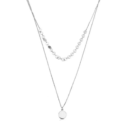 Silver Sequins Double Layer 18k Fill Necklace