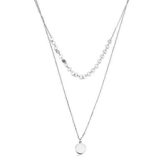Silver Sequins Double Layer 18k Fill Necklace