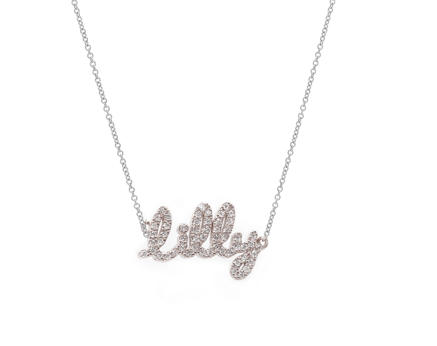Personalised Charles & Colvard 18k Name Plate Moissanite Necklace