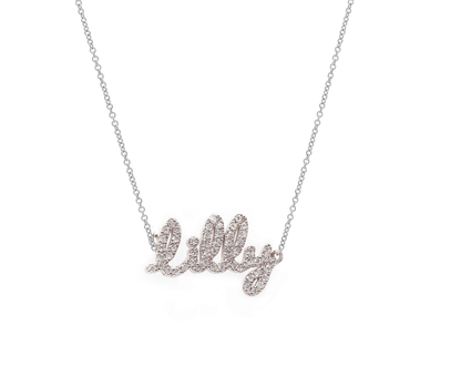 Personalised Charles & Colvard 18k Name Plate Moissanite Necklace