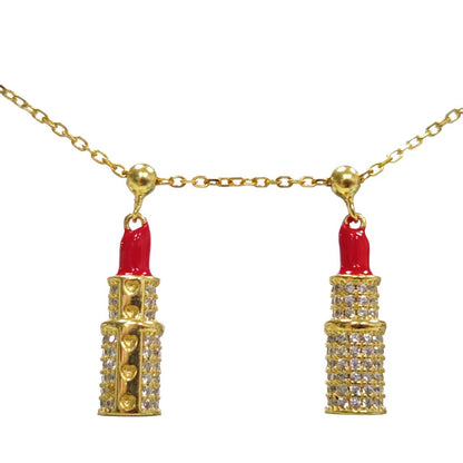 Elite Series Gold Designer NSCD Pave Lipstick Charm (925, 18k Vermeil)