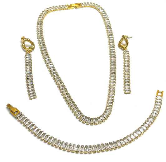 Gold Baguette Bridal Set