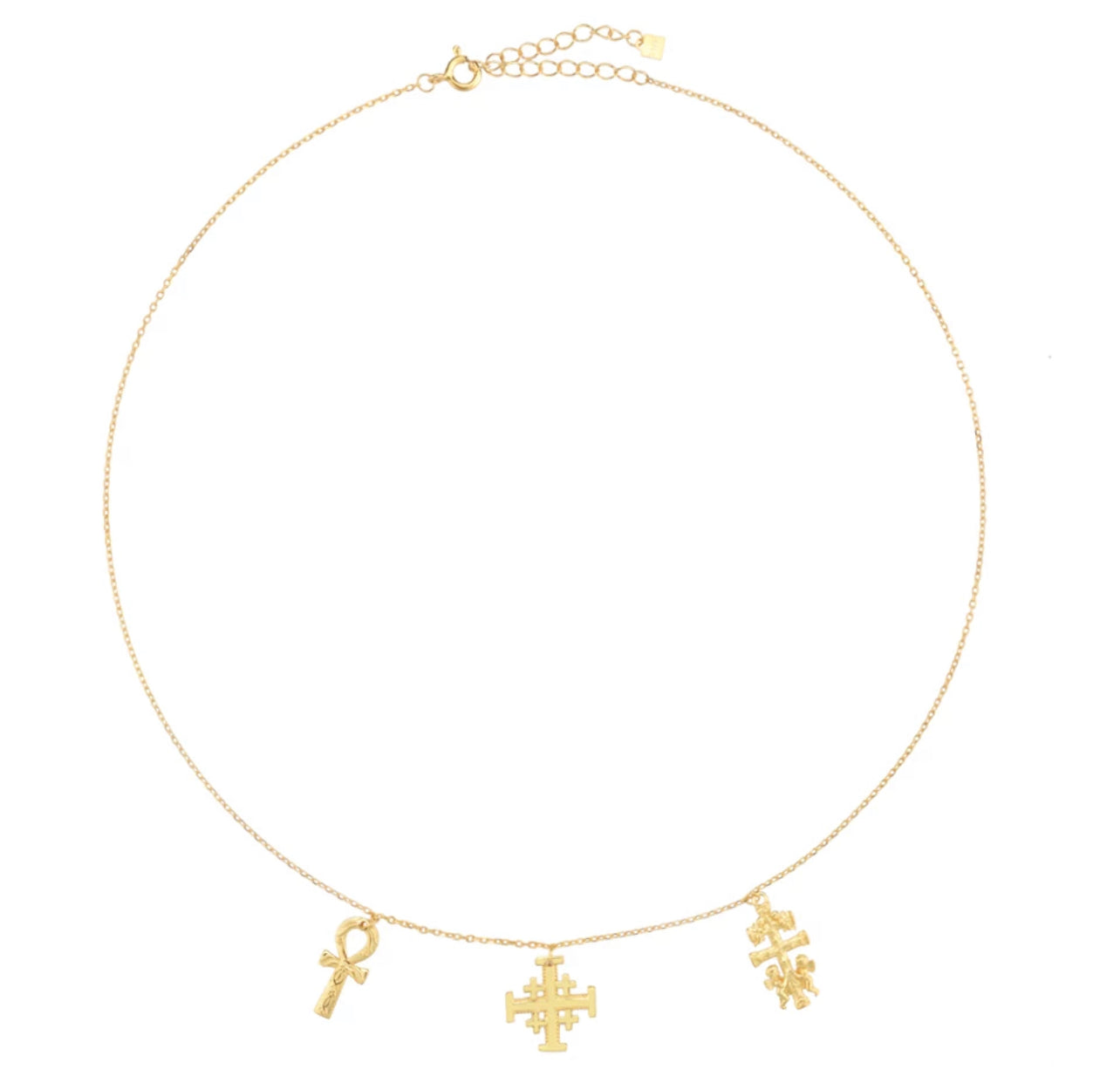 Triple Charm Cross Necklace