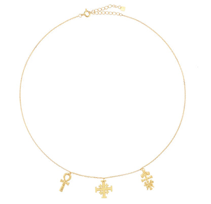 Triple Charm Cross Necklace