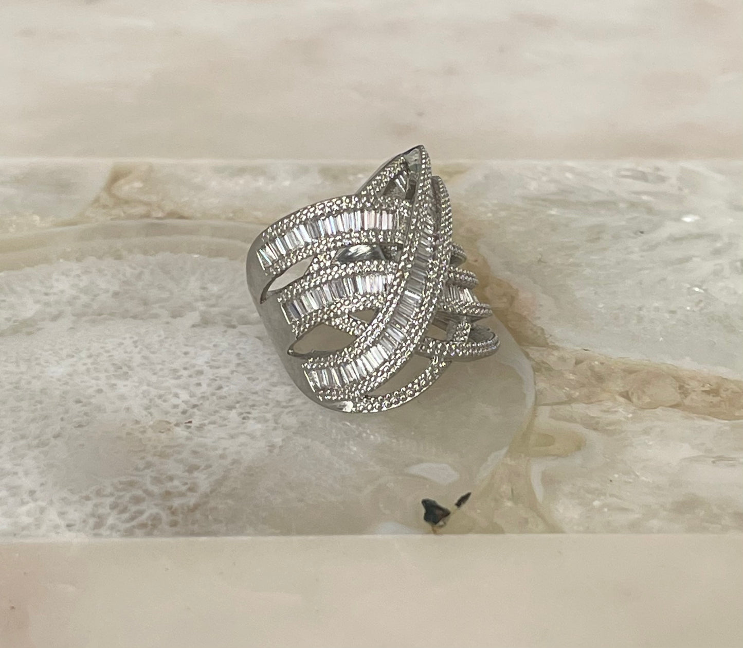 Baguette Swirl Ring
