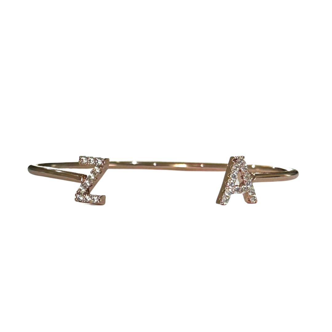 Ladies/Girls Rose Gold Personalised Initial Cuff