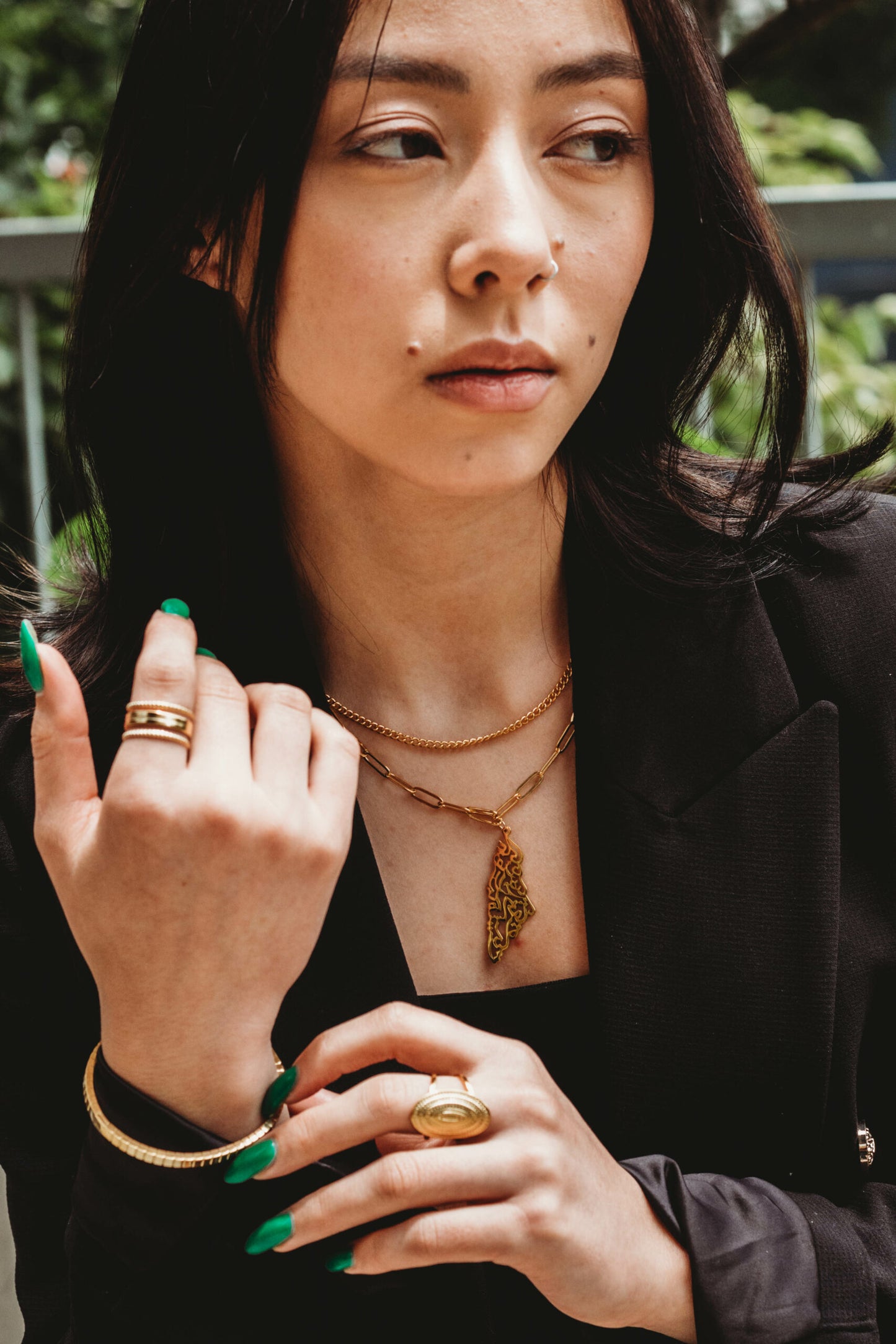 Gold Double Layer Paperclip Palestine Necklace