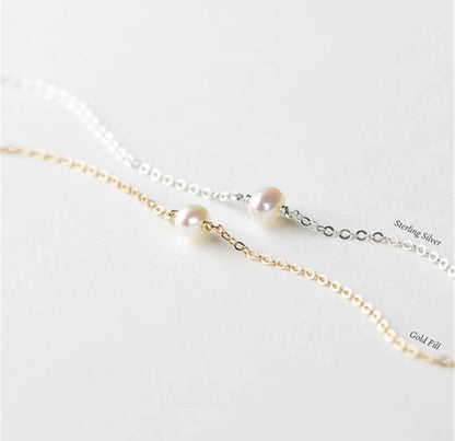 Gold Floating Pearl Bracelet