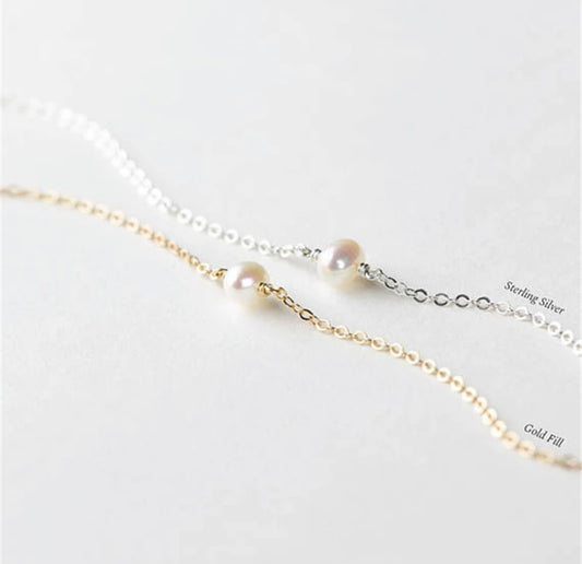 Gold Floating Pearl Bracelet