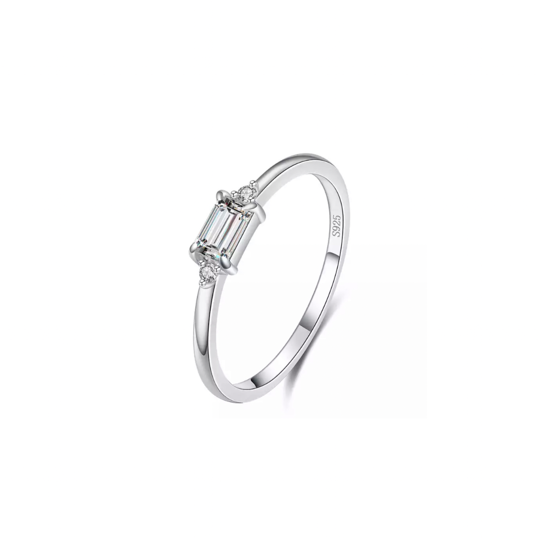 Silver Emerald Trilogy Stack Ring