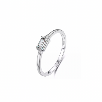 Silver Emerald Trilogy Stack Ring